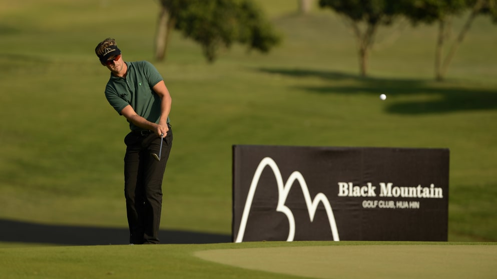 Rikard Karlberg plays a shot at Black Mountain Golf Club
