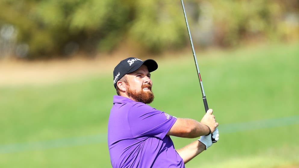 Shane Lowry of Ireland plays a shot during Day One of the Portugal Masters