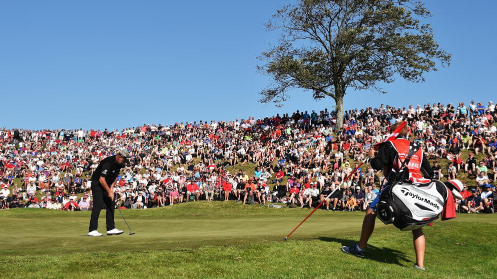 Darren Clarke putts on the 16th hole during the second round of the Made in Denmark