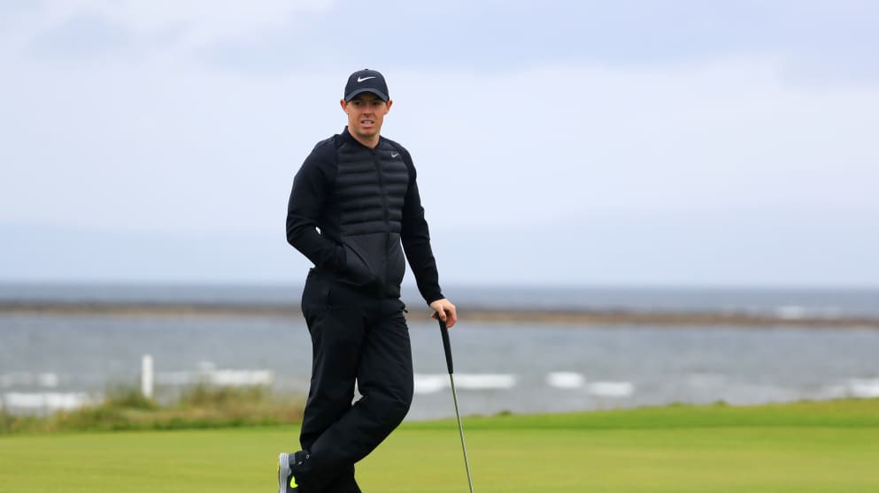 Rory McIlroy - waits to putt on the fifth green during the third round of the 145th Open Championship at Royal Troon