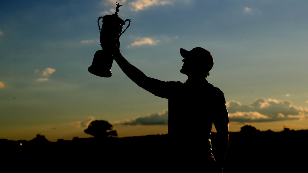 Brooks Koepka with the US Open trophy