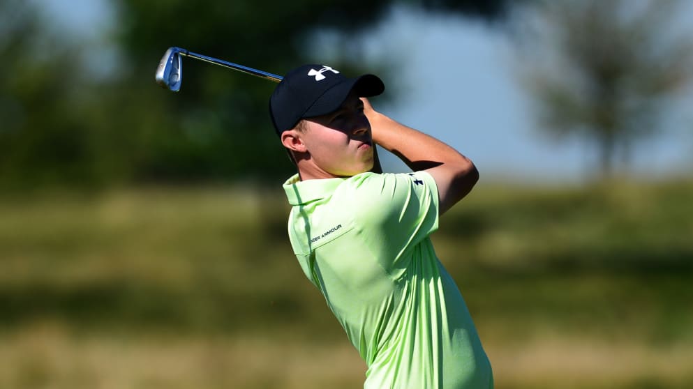 Matt Fitzpatrick in action during his second round in Prague
