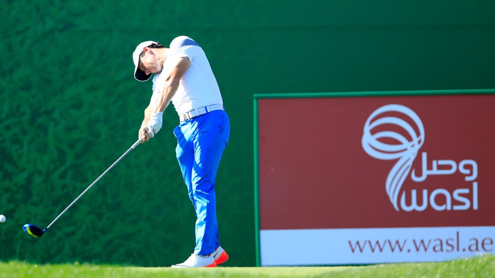 Rory McIlroy - on his way to a third round 68 at the Omega Dubai Desert Classic