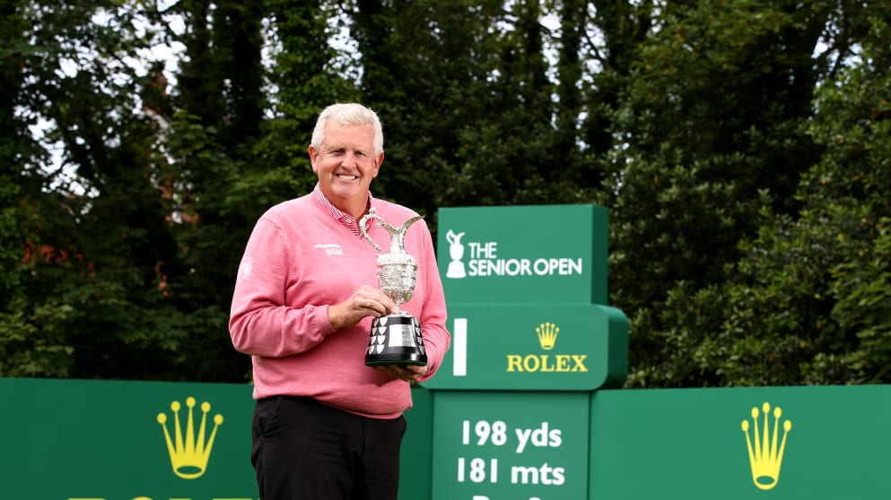 Colin Montomerie with the Senior Open Trophy