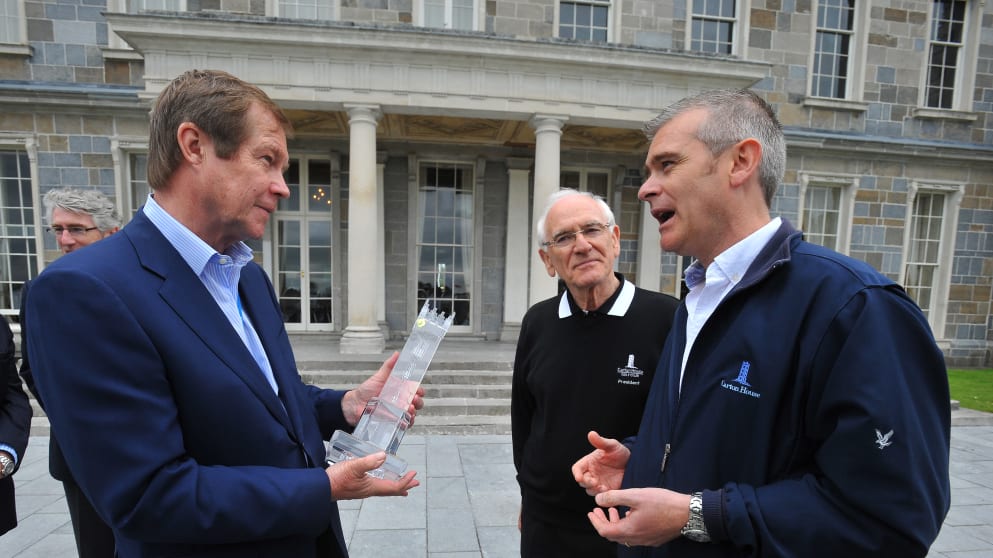 George O'Grady, Chief Executive of the European Tour, Lee Mallaghan, Owner & President of Carton House and Conor Mallaghan, Owner & Managing Partner of Carton House