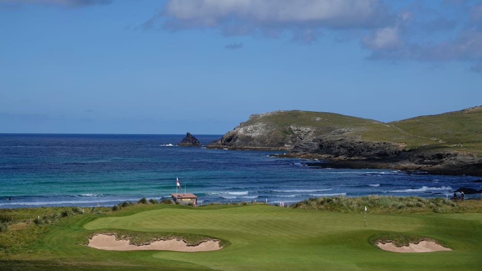 The view towards the fourth green at Trevose Golf & Country Club