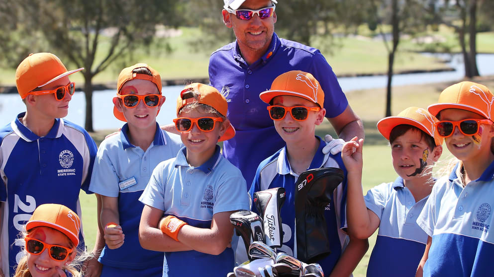 Ian Poulter at a clinic in Australia