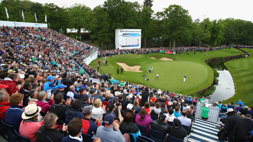 Byeong-Hun An of South Korea celebrates victory on the 18th green during day 4 of the BMW PGA Championship at Wentworth on May 24, 2015 in Virginia Water, England.