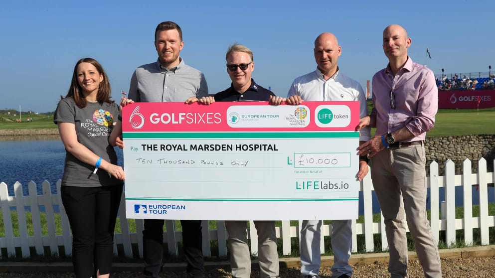 LIFElabs.io donate £10,000 to the Royal Marsden Cancer Charity at GolfSixes