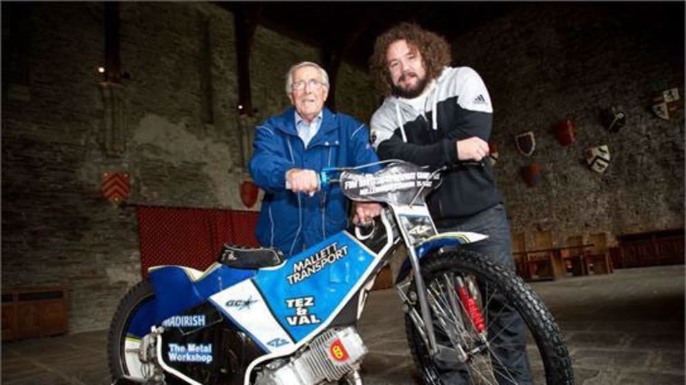 Freddie Williams with rugby star Adam Jones
