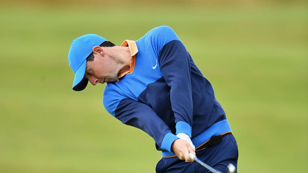 2014 winner Rory Mcilroy in action on Tuesday