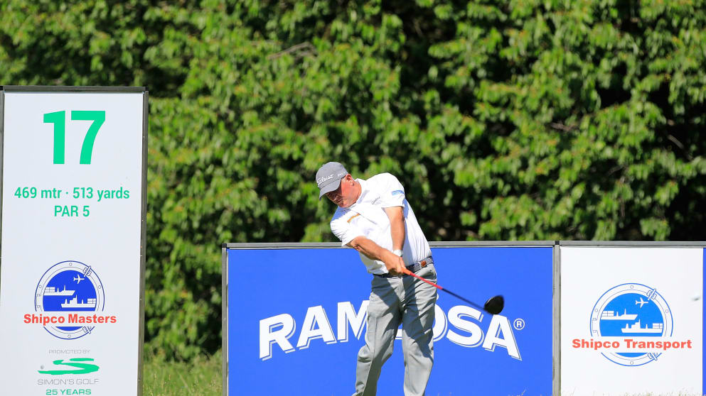 Peter Baker on the 17th tee at the Shipco Masters promoted by Simon's Golf Club