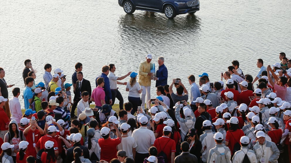 Wu Ashun - celebrates after winning the Volvo China Open at Tomson Shanghai Pudong Golf Club
