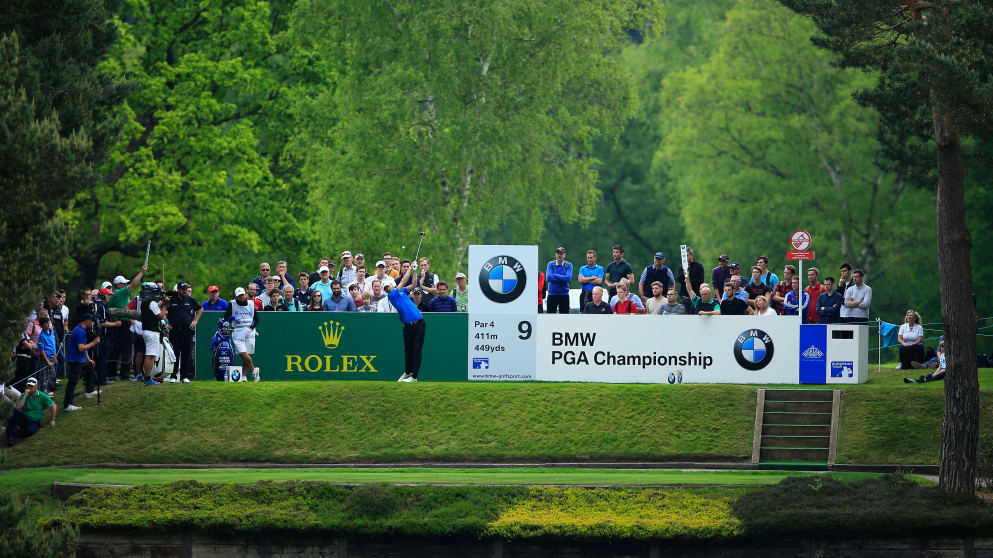 Chris Wood on his way to victory at the 2016 BMW PGA Championship