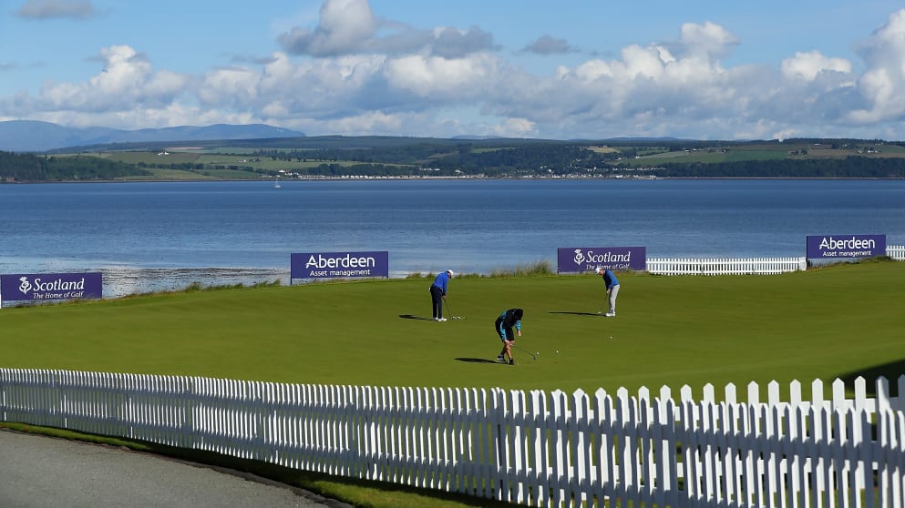 The putting green at Castle Stuart Golf Links 