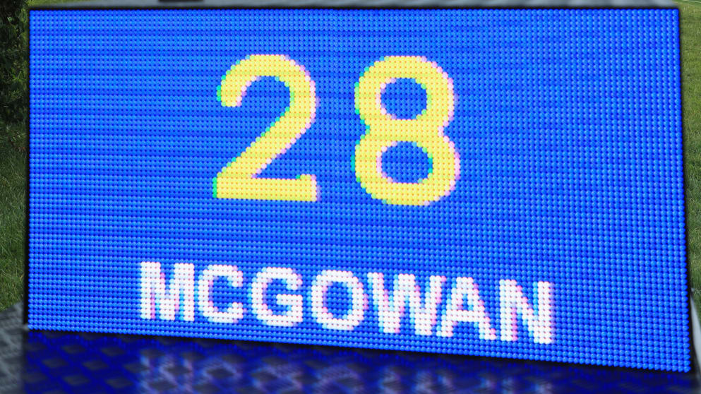 ATZENBRUGG, AUSTRIA - JUNE 07:  A general view of the 'shot clock' as Ross McGowan of England tees off on the 7th hole during day one of the 2018 Shot Clock Masters  at Diamond Country Club on June 7, 2018 in Atzenbrugg, Austria.  (Photo by Matthew Lewis/