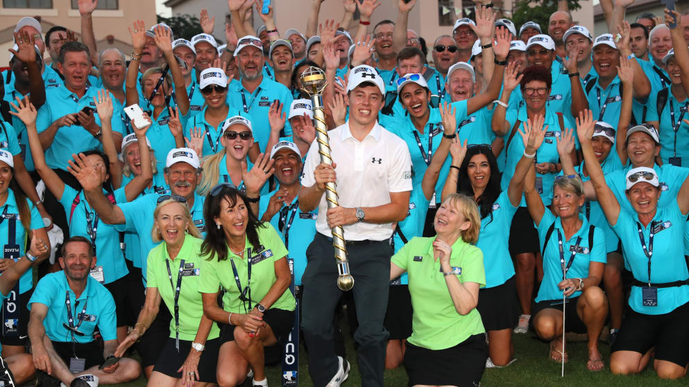 Matt Fitzpatrick celebrates with the volunteers