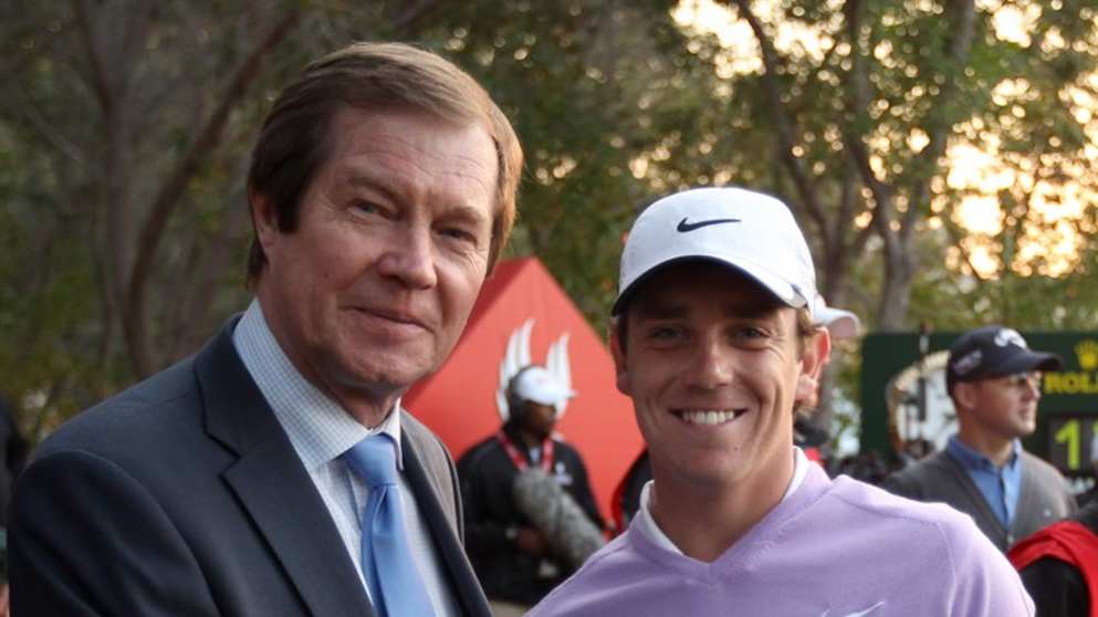  George O'Grady, Chief Executive of the European Tour, with Tommy Fleetwood