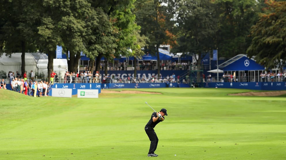 Matt Fitzpatrick at the 18th during the Italian Open