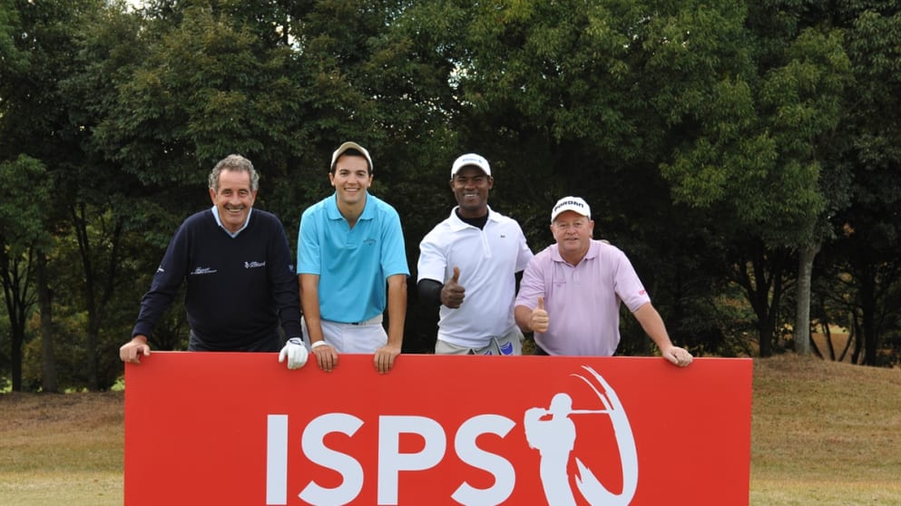 ISPS ambassadors Sam Torrance and Ian Woosnam with Jeremy Poincenot  and Manuel de los Santos 
