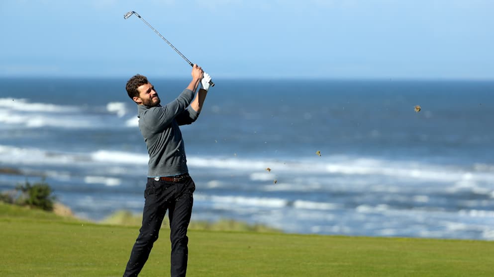 Jamie Dornan preparing for the Alfred Dunhill Links Championship