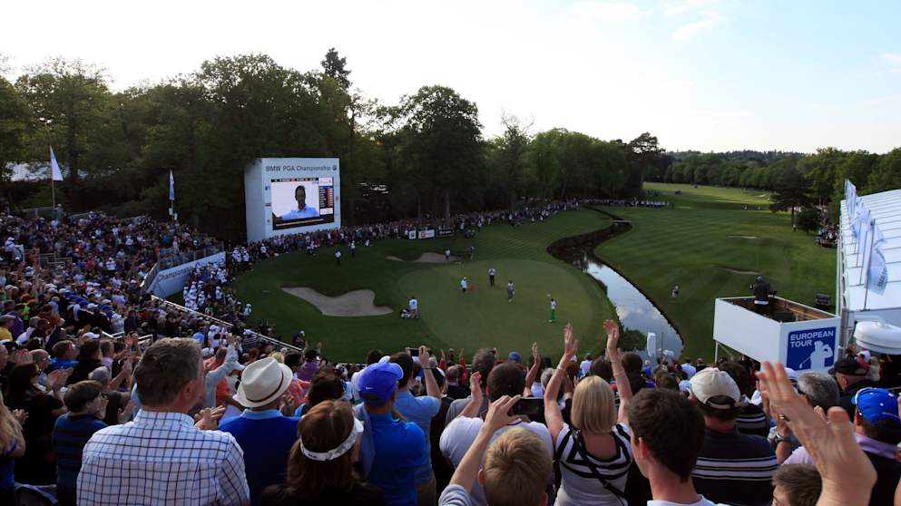 Matteo Manassero celebrates victory in the BMW PGA Championship