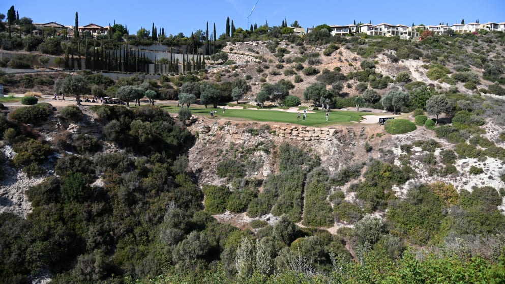 7th hole at Aphrodite Hills view from the tee