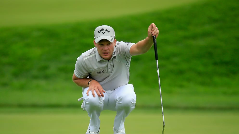 Danny Willett on the 18th green