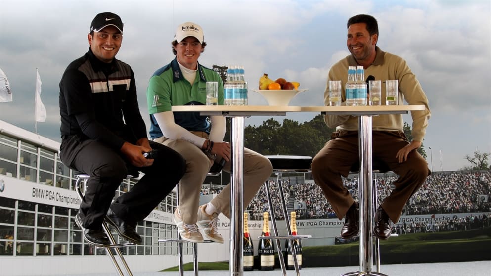 Francesco Molinari, Rory McIlroy and Jose-Maria Olazabal at Cotter's Questions