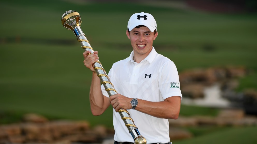 Matt Fitzpatrick with the DP World Tour Championship trophy