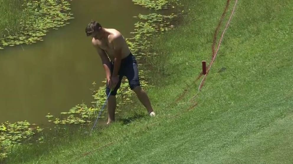 Hyadn Porteous - found humself in some interesting spots on day one of the Tshwane Open