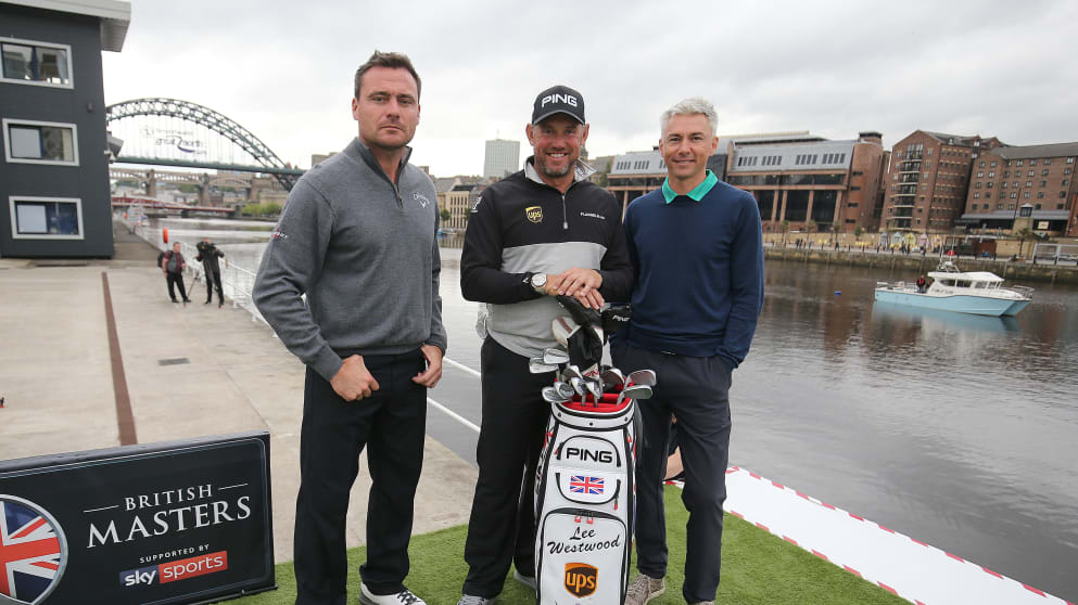 Lee Westwood with Steve Harper and Jonathan Edwards