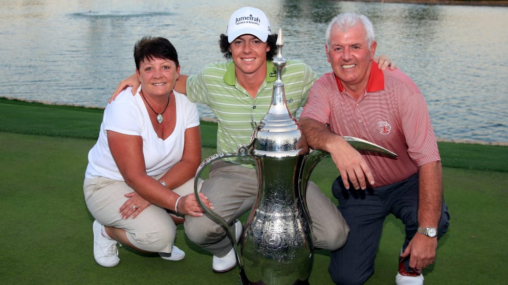 Rory McIlroy with his parents, Gerry and Rosie