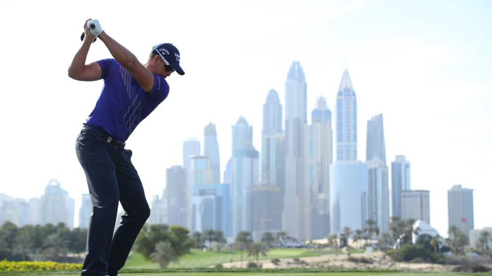 Henrik Stenson during his third round at the Omega Dubai Desert Classic