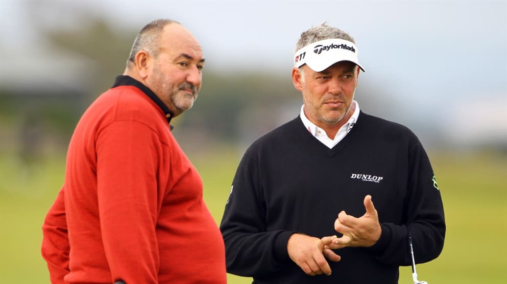Darren Clarke of Northern Ireland with Andrew (Chubby) Chandler