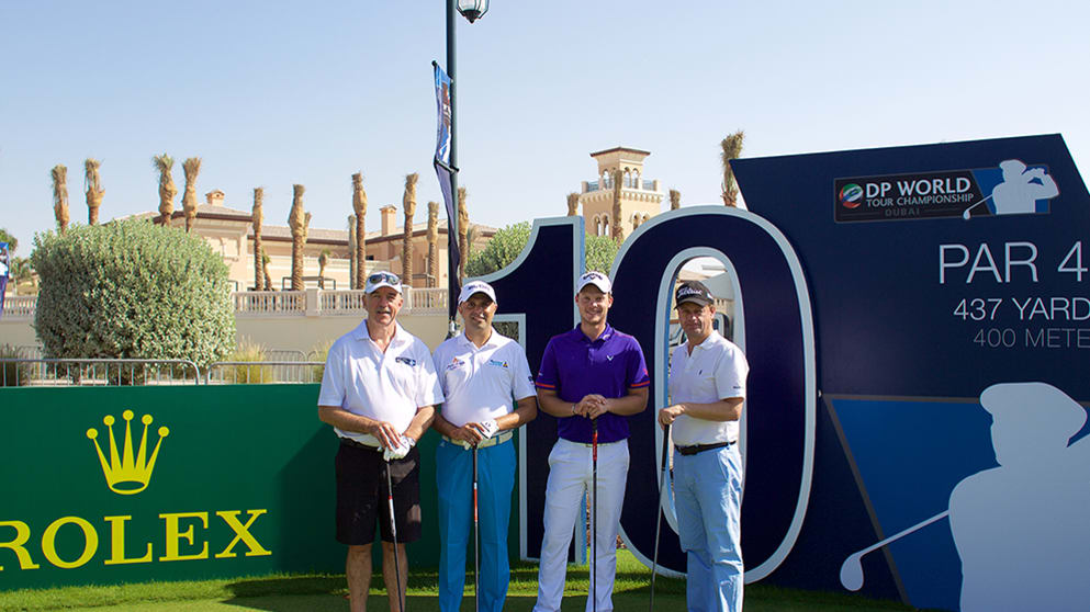 Danny Willett with his DP World Tour Championship Pro-Am team in 2014