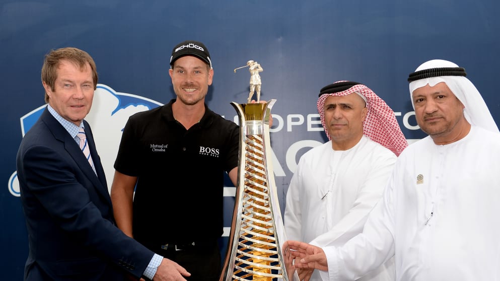 George O'Grady, Henrik Stenson, Matta Al Tayer, Deputy Chairman of Dubai Sports Council and Yousuf Kazim, General Manager of Jumeirah Golf Estates 