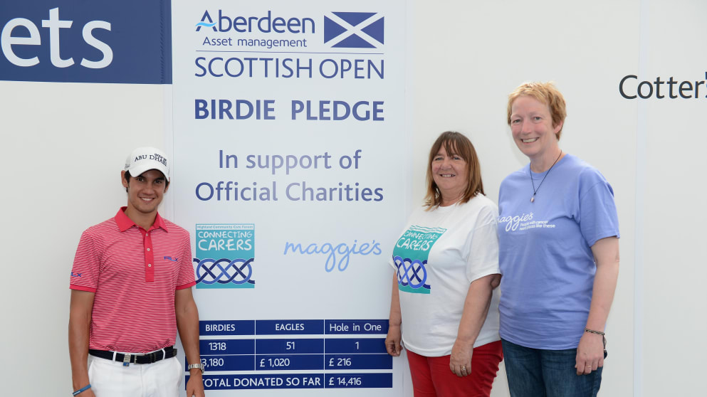Matteo Manassero with Charities Connecting Carers & Maggie's