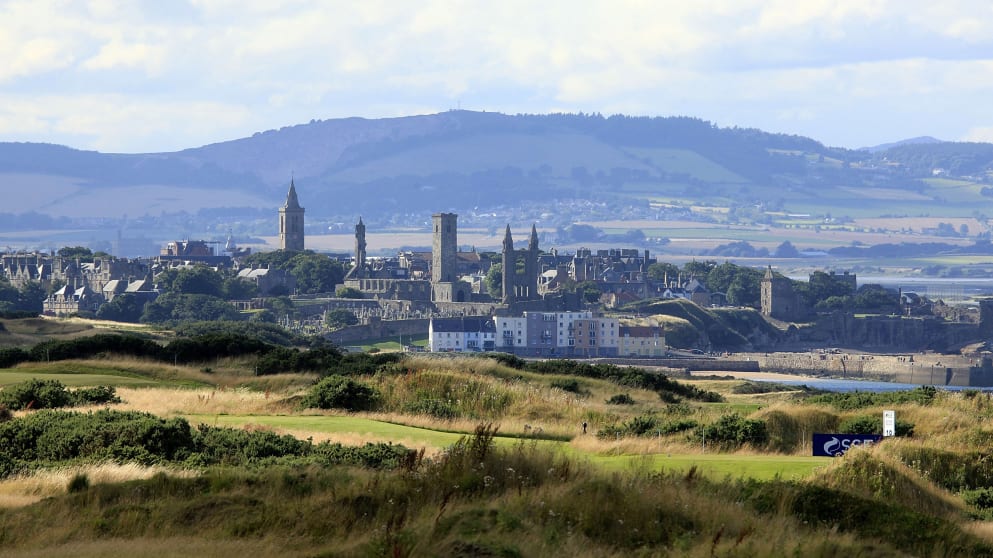 General view of the course and town of St Andrews 