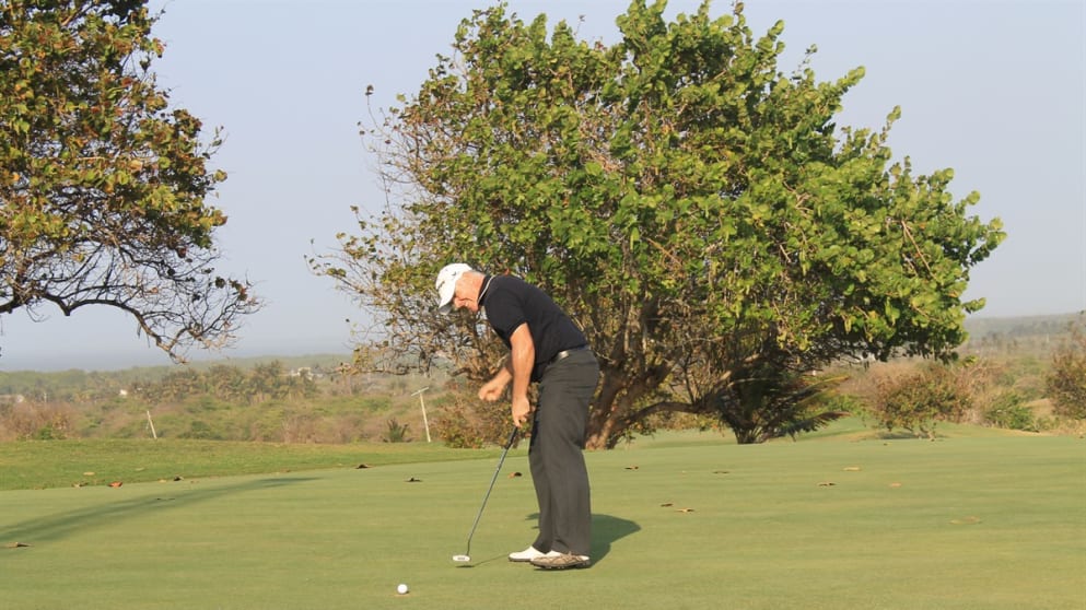 Phillip Archer holes the winning putt at the Pacific Rubiales Colombia Classic