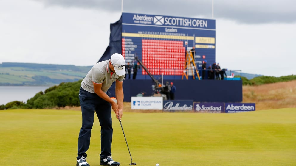 Alex Noren - holes the winning putt at the 2016 Aberdeen Asset Management Scottish Open
