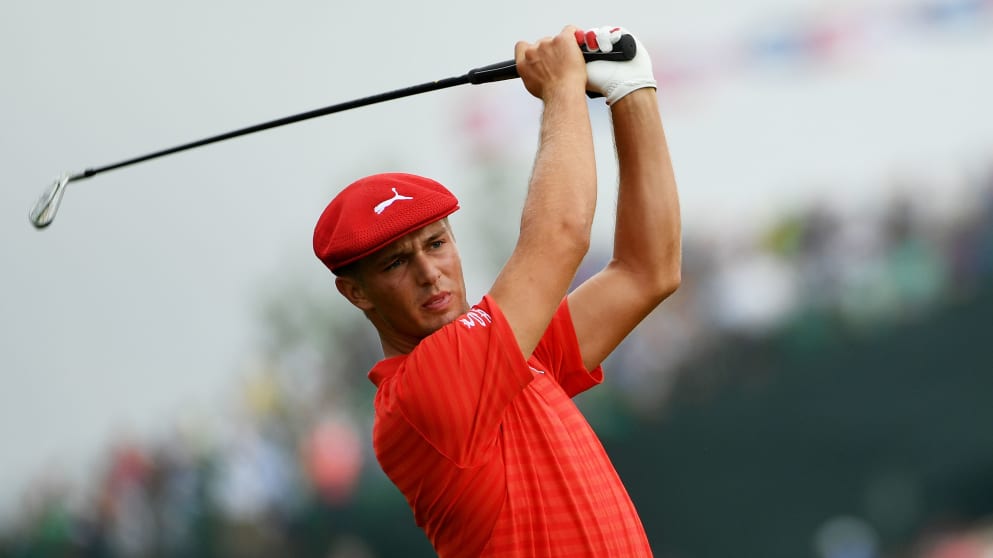 Bryson DeChambeau in action during his first round