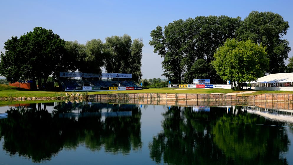 A general view of the 18th hole at the scenic Diamond Country Club, host of the 2015 Lyoness Open