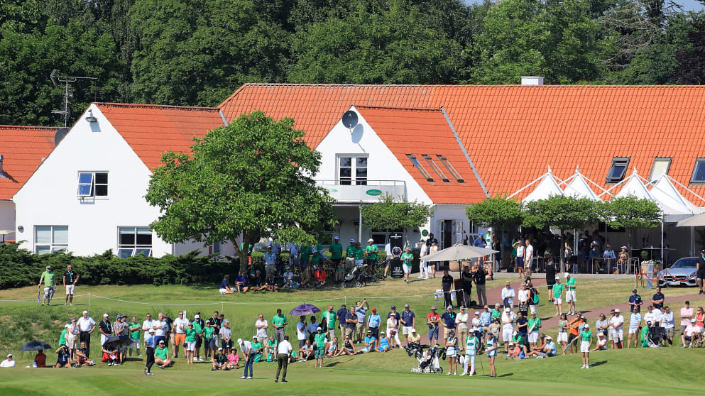 Crowds watch play during the final day of the Shipco Masters promoted by Simon's Golf