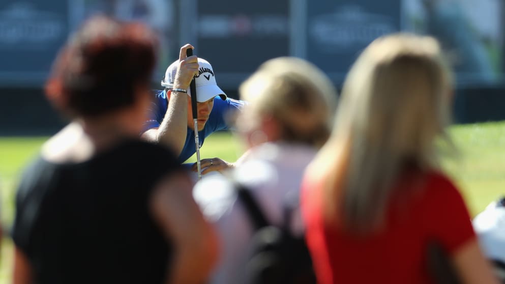 Danny Willett - lines up a putt on the first green during the opening round of the Turkish Airlines Open