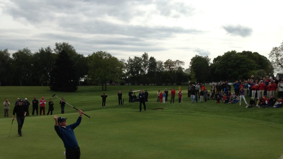 Daniel Gaunt celebrates after winning the 2013 Telenet Trophy
