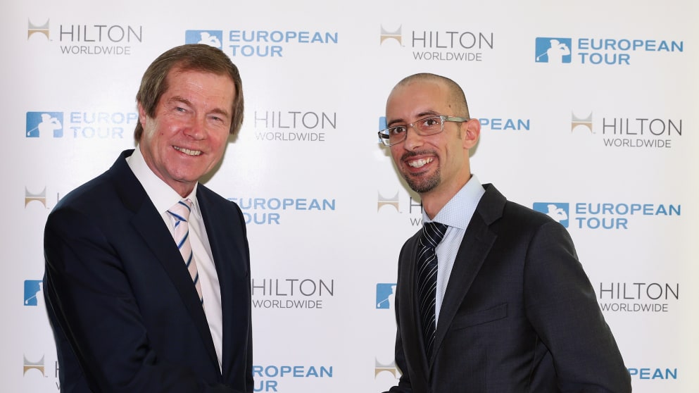George O'Grady, Chief Executive of The European Tour and Aligi Gardenghi, Vice President Marketing, Europe, Middle East & Africa for Hilton Worldwide