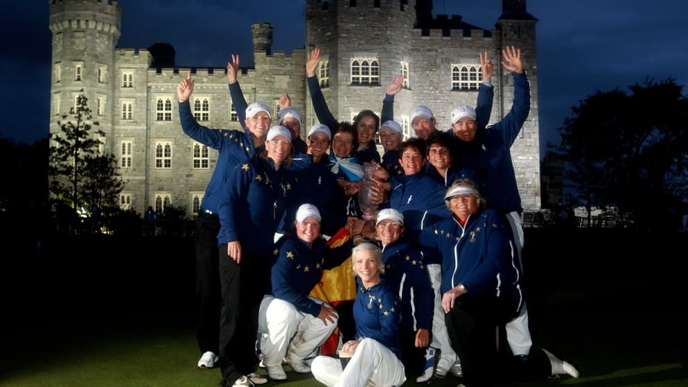  The European Solheim Cup team celebrate victory