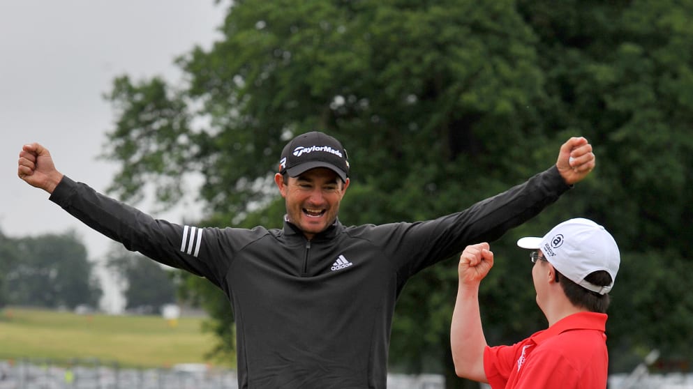 Gareth Maybin with children from official charity RESPECT