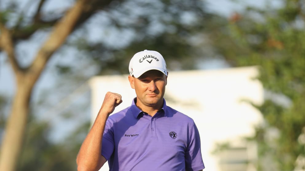 Sam Brazel celebrates at the UBS Hong Kong Open
